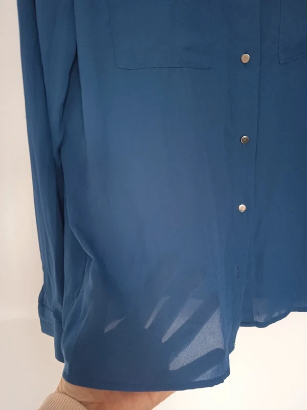 Lightweight, fluid, sheer blue Mango blouse size S – photo 2
